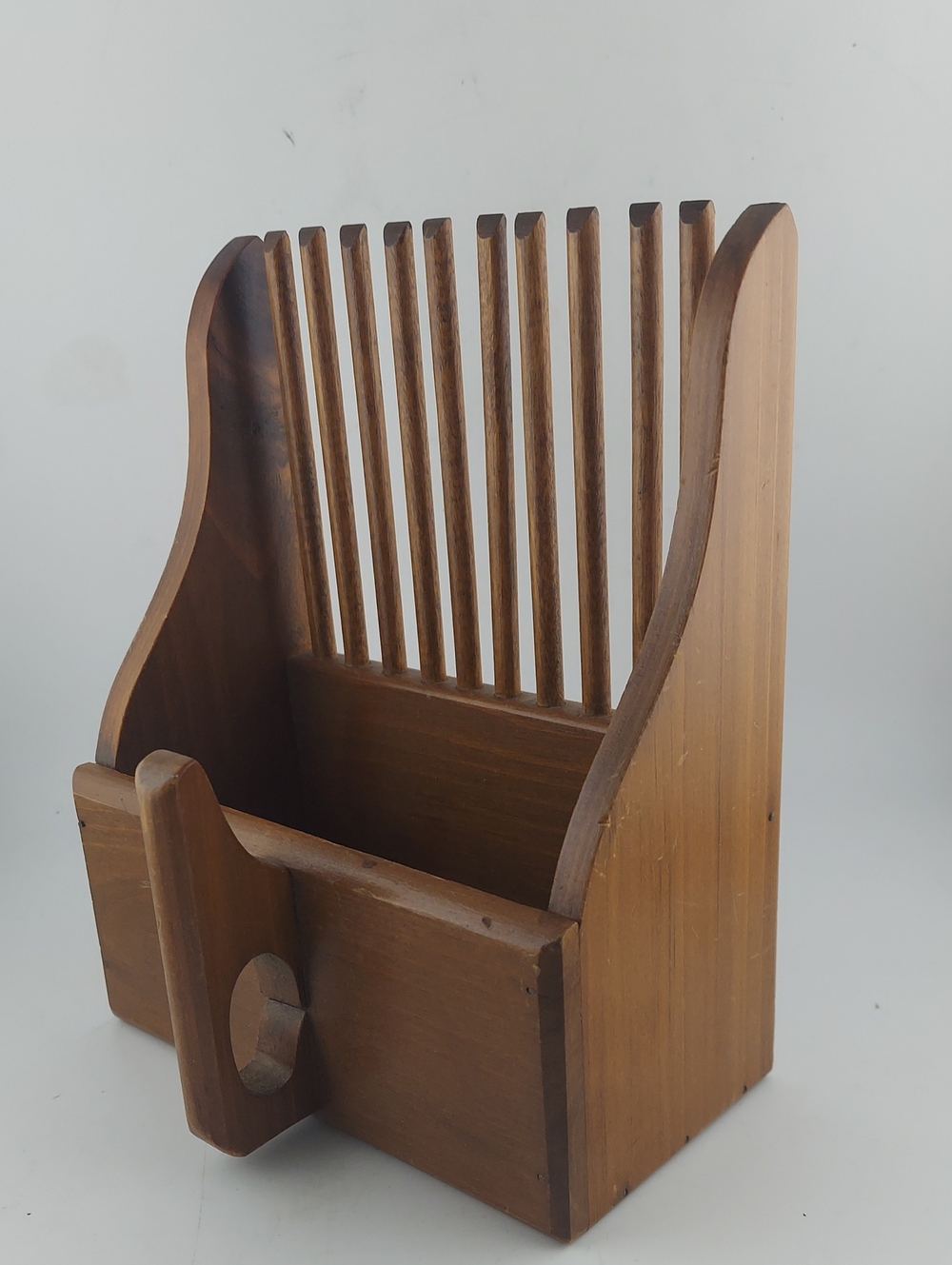 Vintage Wooden Mail & Napkin Organizer - Brown